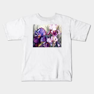 Purple Iris Art Garden Kids T-Shirt